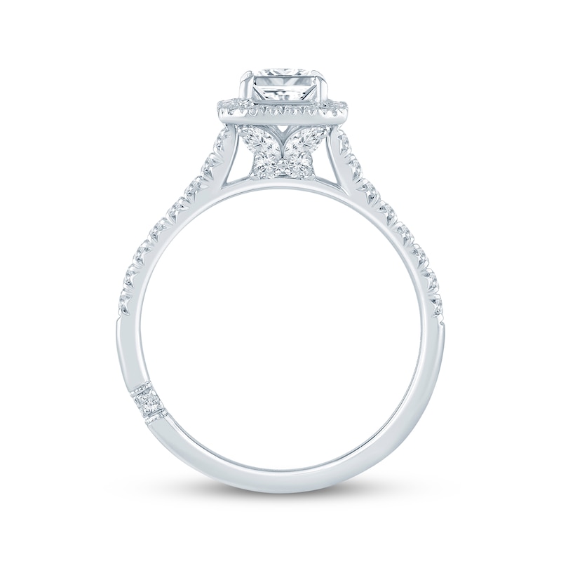 Main Image 3 of Monique Lhuillier Bliss Radiant-Cut Lab-Grown Diamond Halo Engagement Ring 1-1/2 ct tw 18K White Gold