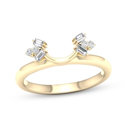 Now + Forever Lab-Grown Diamonds Baguette & Round-Cut Enhancer Ring 1/5 ct tw 14K Yellow Gold