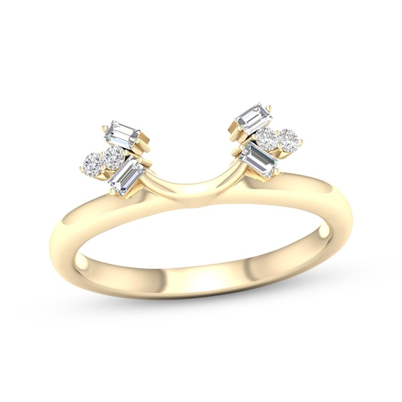 Now + Forever Lab-Grown Diamonds Baguette & Round-Cut Enhancer Ring 1/5 ct tw 14K Yellow Gold