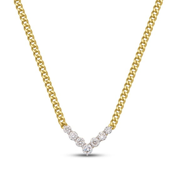 STUDIO BY KAY Lab-Grown Diamond Chevron Necklace 1/2 ct tw 24K Yellow Gold Vermeil Sterling Silver 18"