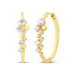 JOUJE Collection Lab-Grown Diamond & Bead Scatter Hoop Earrings 1 ct tw 10K Yellow Gold