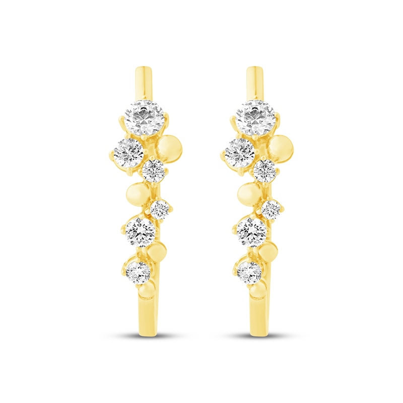 Main Image 2 of JOUJE Collection Lab-Grown Diamond & Bead Scatter Hoop Earrings 1 ct tw 10K Yellow Gold