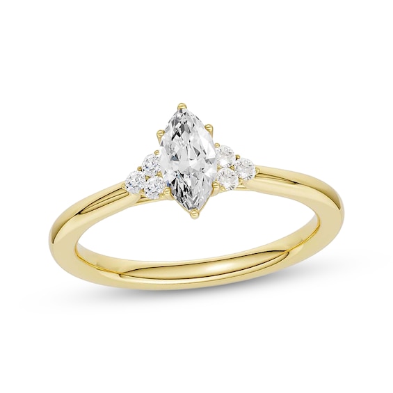 Now + Forever Lab-Grown Diamonds Certified Marquise-Cut Engagement Ring 3/8 ct tw 10K Yellow Gold
