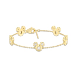 Disney Treasures Lab-Grown Diamond Mickey Mouse Bracelet 1-1/3 ct tw 24K Yellow Gold Vermeil Sterling Silver 8.5"