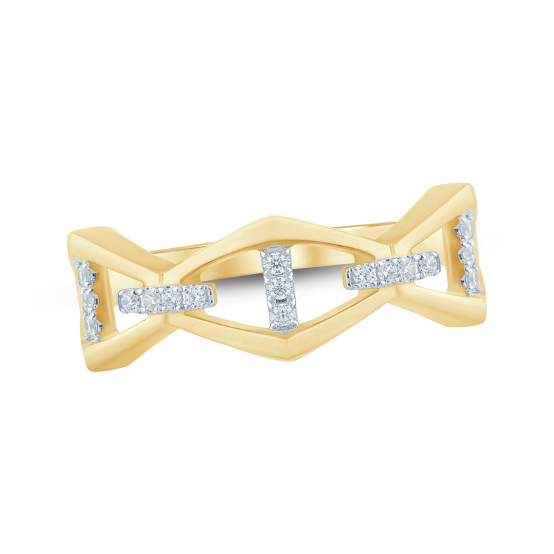 Main Image 1 of KAY Lab-Grown Diamonds Geometric Openwork Ring 1/10 ct tw 18K Yellow Gold-Plated Sterling Silver