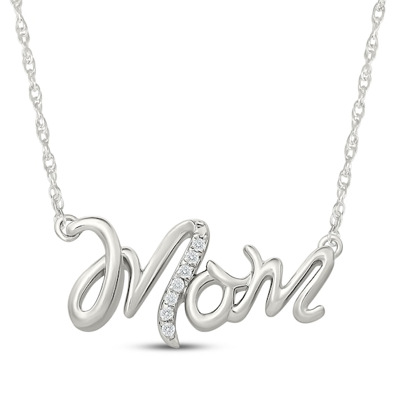 KAY Lab-Grown Diamonds "Mom" Necklace Sterling Silver 18"