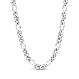 JAXXON Men's Collection 7mm Figaro Chain Necklace Solid Stainless Steel 24"