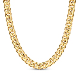 JAXXON Men's Collection 7mm Cuban Curb Chain Necklace Yellow Ion-Plated Solid Stainless Steel 24"