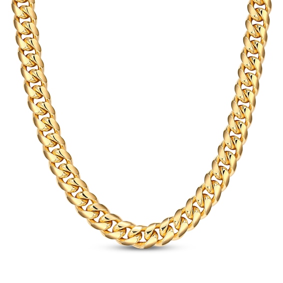 JAXXON Men's Collection 7mm Cuban Curb Chain Necklace Yellow Ion-Plated Solid Stainless Steel 24"