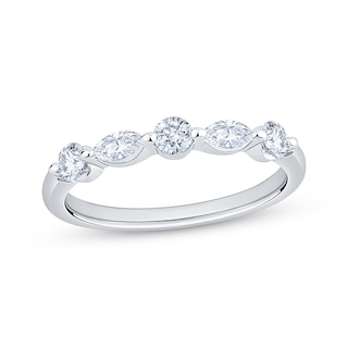 Now + Forever Lab-Grown Diamonds Marquise-Cut & Round-Cut Five-Stone Anniversary Ring 1/2 ct tw 14K White Gold