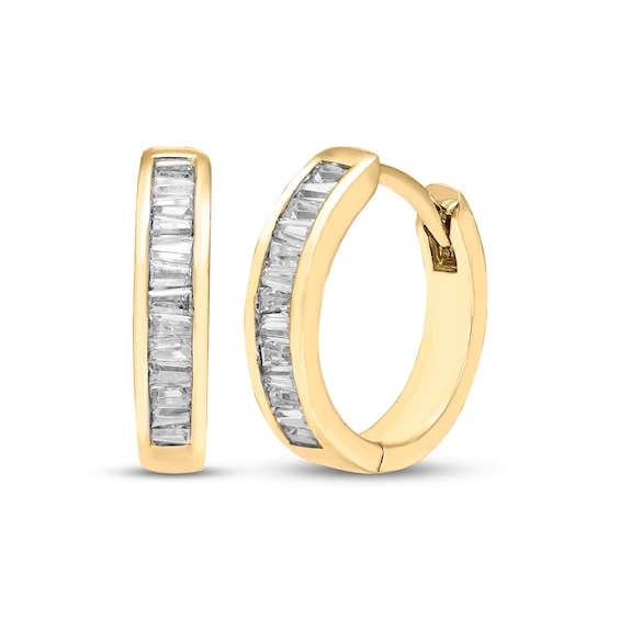 KAY Lab-Grown Diamonds Tapered Baguette-Cut Hoop Earrings 1/4 ct tw 10K Yellow Gold