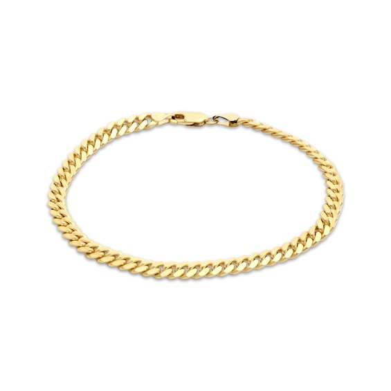 Cuban Curb Chain Bracelet Solid 10K Yellow Gold 8.5"