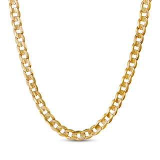 8mm Flat Concave Curb Chain Necklace Solid 10K Yellow Gold 22"