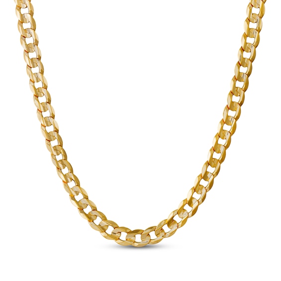 8mm Flat Concave Curb Chain Necklace Solid 10K Yellow Gold 22"