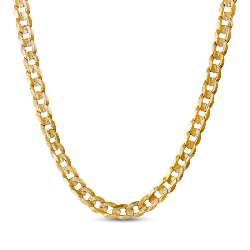 Main Image 1 of 8mm Flat Concave Curb Chain Necklace Solid 10K Yellow Gold 22"