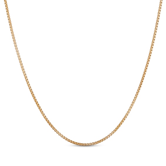 1.5mm Round Box Chain Necklace Hollow 14K Yellow Gold 22"