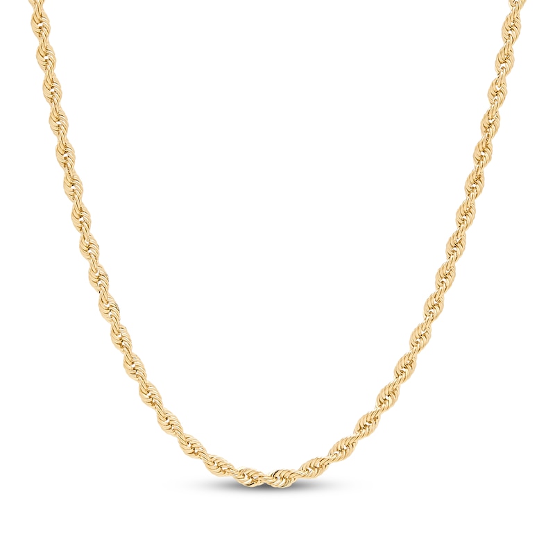 Main Image 1 of 2.1mm Rope Chain Necklace Semi-Solid 10K Yellow Gold 22"