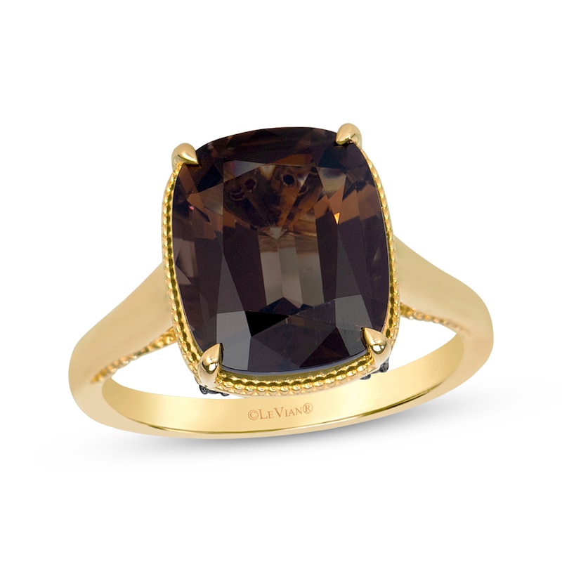Main Image 1 of Le Vian Antique Cushion-Cut Natural Chocolate Quartz & Diamond Ring 1/8 ct tw 14K Honey Gold