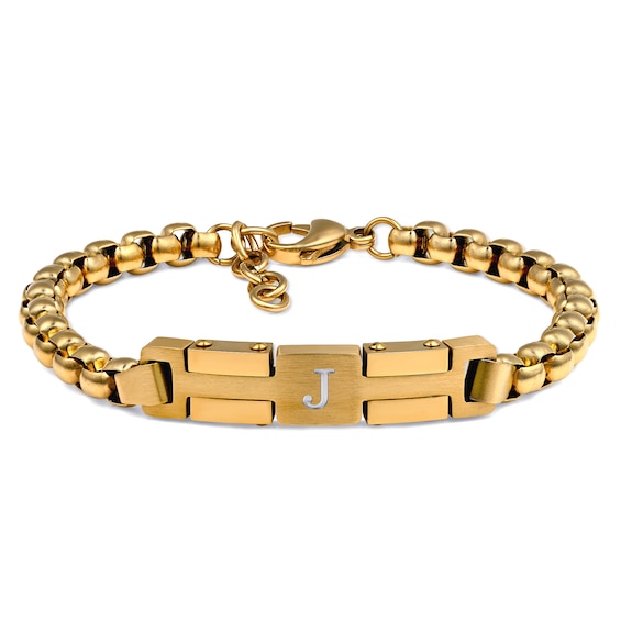 Yellow Ion-Plated Stainless Steel Men's Engravable Bracelet (1 Line)