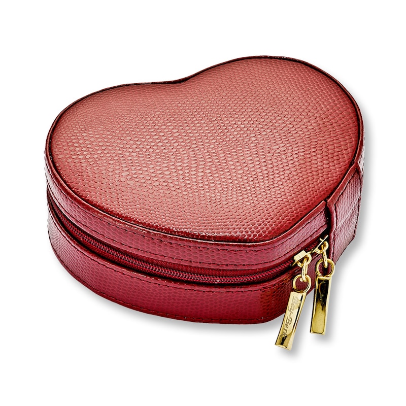 Main Image 1 of Heart Jewelry Box Red Bonded Leather