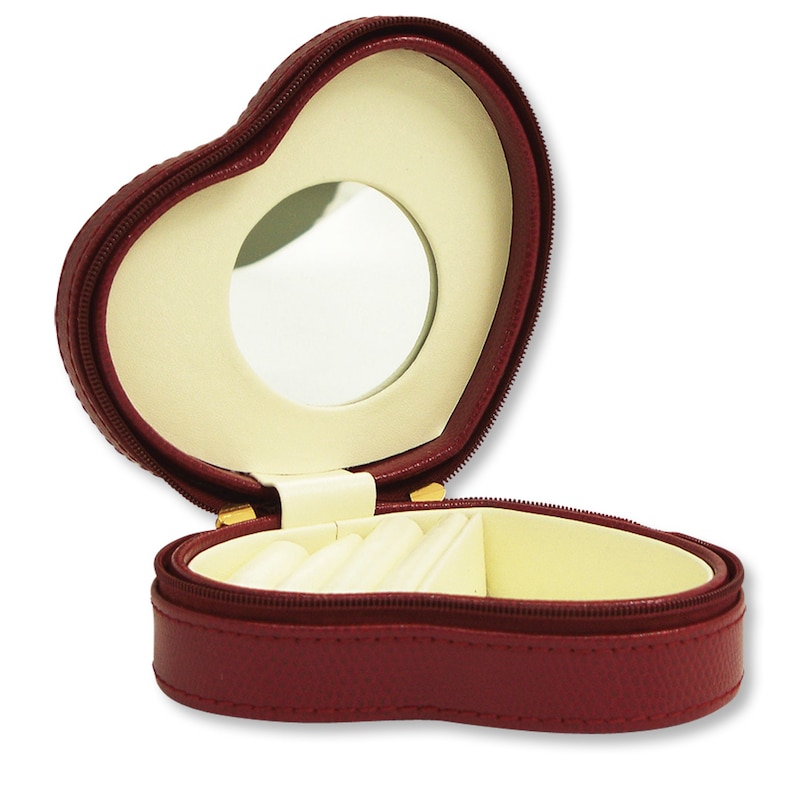 Heart Jewelry Box Red Bonded Leather