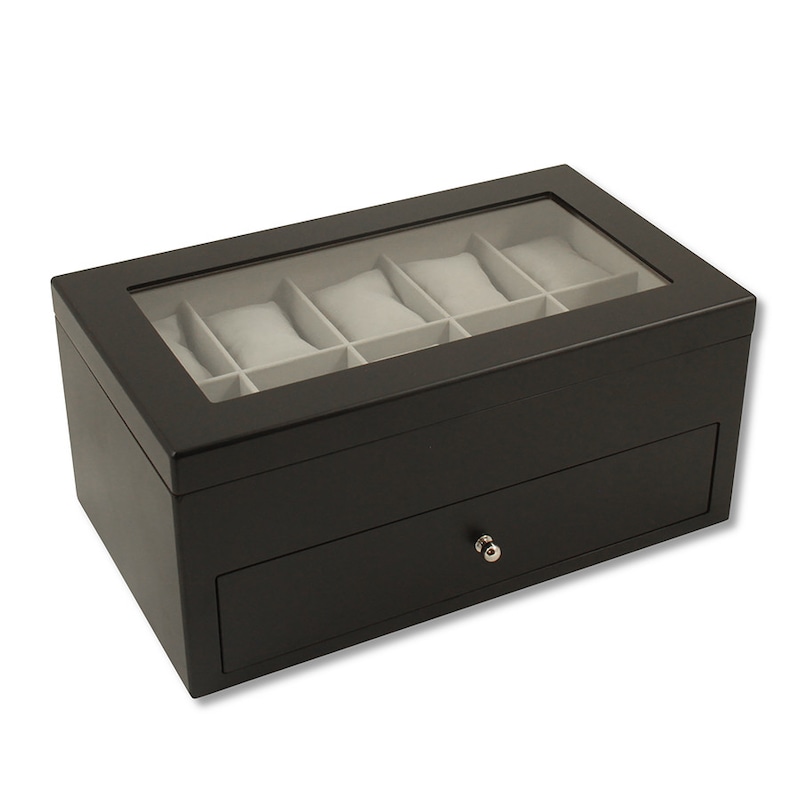Main Image 2 of Black Wood Watch Box with Glass Top