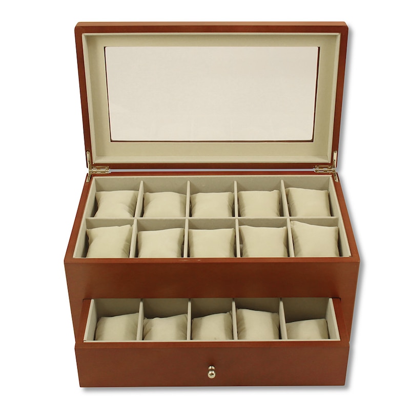 Main Image 1 of Wood Watch Box w/ Glass Top