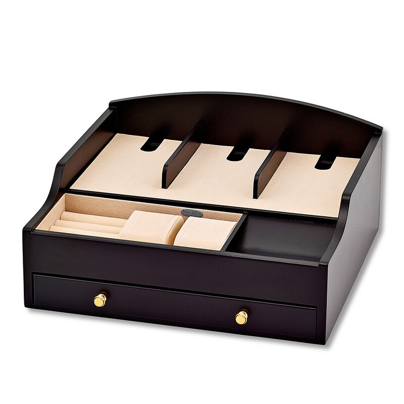 Black Dresser Valet With Charging Station Jewelry Boxes Gift