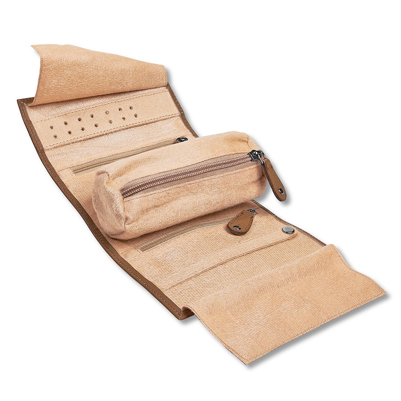 Main Image 2 of Jewelry Roll Travel Case Brown Leather