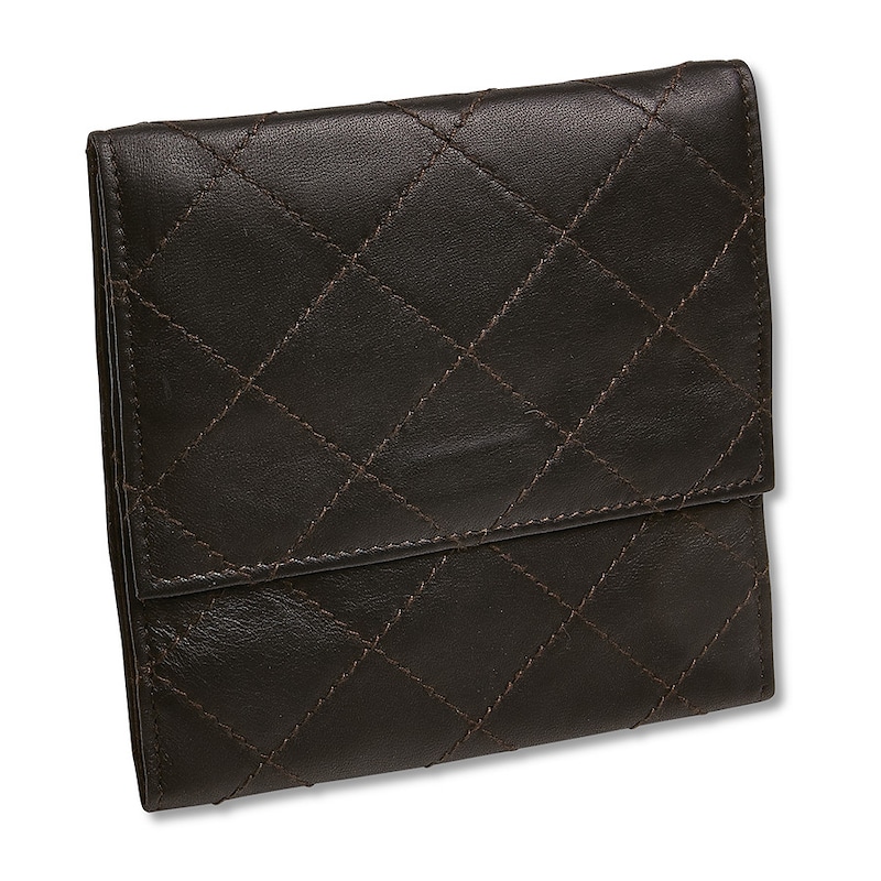 Main Image 1 of Quilted Jewelry Travel Case Black Leather