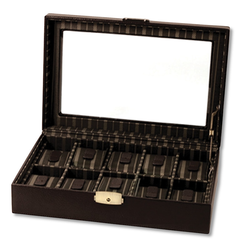Main Image 1 of Brown Leather Watch Case with Glass Top
