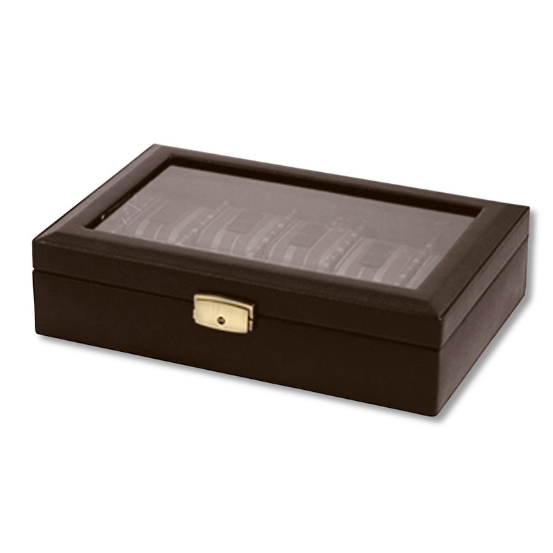 Main Image 2 of Brown Leather Watch Case with Glass Top