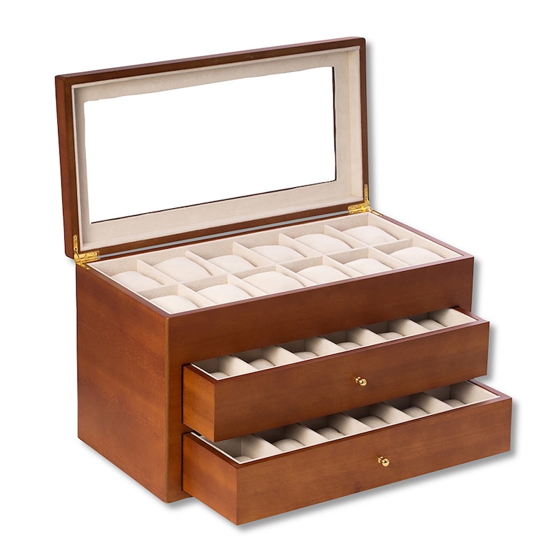 Wood Watch Case with Glass Top