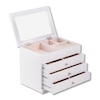 White Wood Jewelry Box with Glass Top