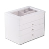 White Wood Jewelry Box with Glass Top