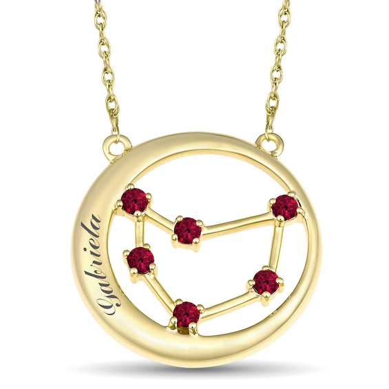 Zodiac Sign Birthstone Necklace (1 Stone and 1 Line)