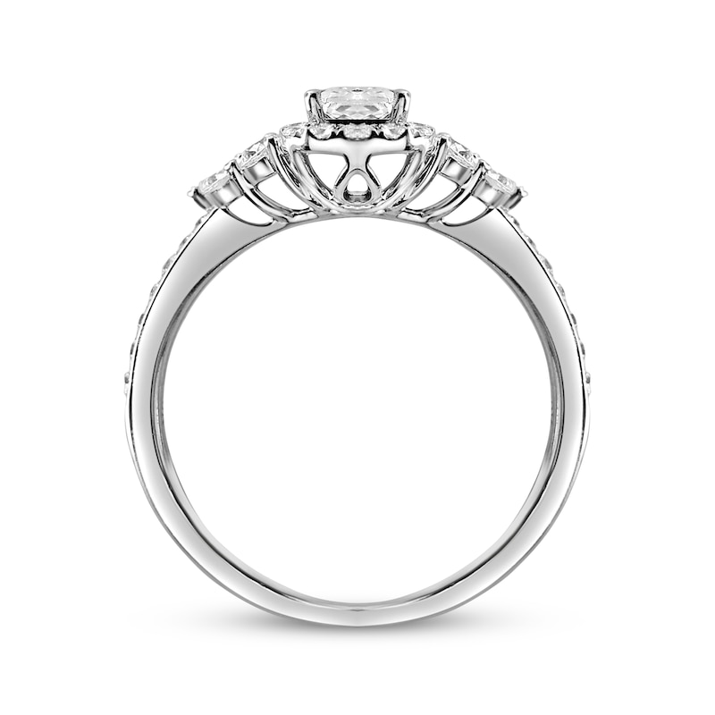 Emerald-Cut Diamond Halo Engagement Ring 1 ct tw 14K White Gold