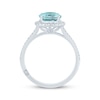 Thumbnail Image 3 of Monique Lhuillier Bliss Oval-Cut Aquamarine & Diamond Halo Engagement Ring 1/3 ct tw 14K White Gold