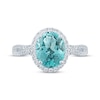 Thumbnail Image 4 of Monique Lhuillier Bliss Oval-Cut Aquamarine & Diamond Halo Engagement Ring 1/3 ct tw 14K White Gold