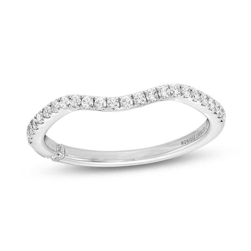 Monique Lhuillier Bliss Diamond Contoured Wedding Band 1/5 ct tw 14K White Gold