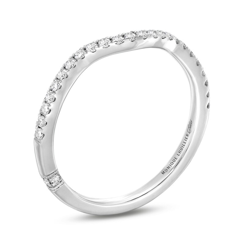 Monique Lhuillier Bliss Diamond Contoured Wedding Band 1/5 ct tw 14K White Gold