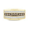 Thumbnail Image 2 of Men’s Brown & White Diamond Wedding Band 1 ct tw 10K Yellow Gold