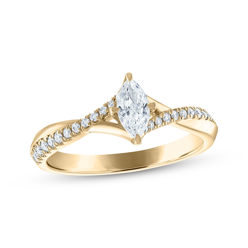 Main Image 1 of Now + Forever Marquise-Cut Diamond Twist Engagement Ring 1/2 ct tw 14K Yellow Gold