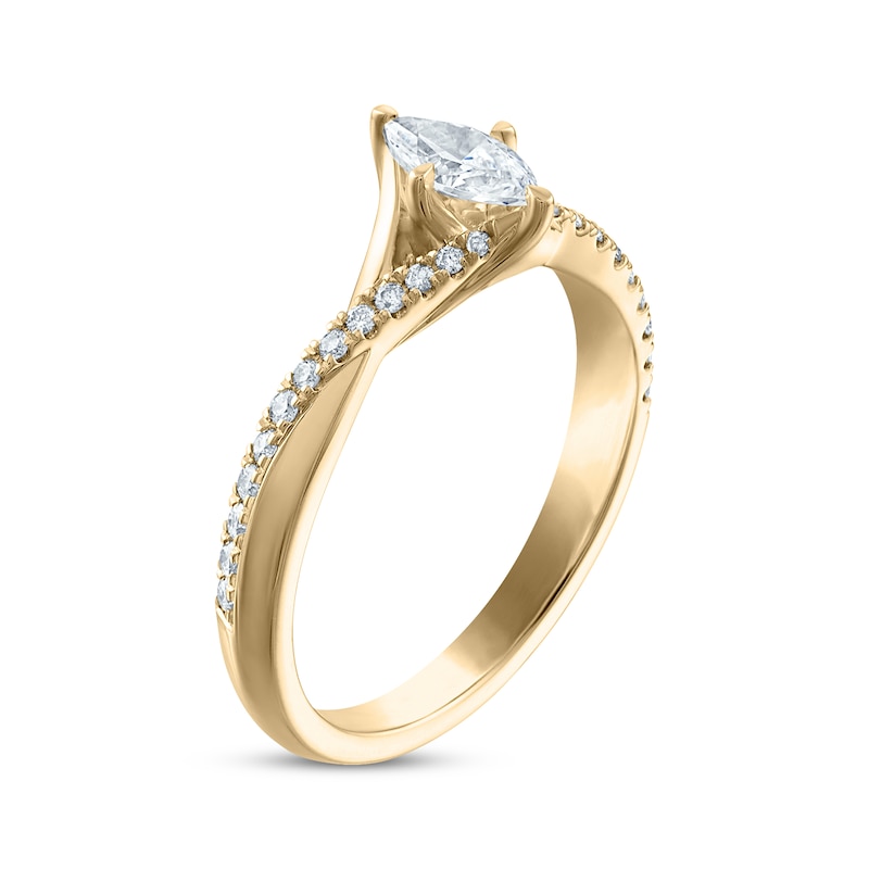 Main Image 2 of Now + Forever Marquise-Cut Diamond Twist Engagement Ring 1/2 ct tw 14K Yellow Gold
