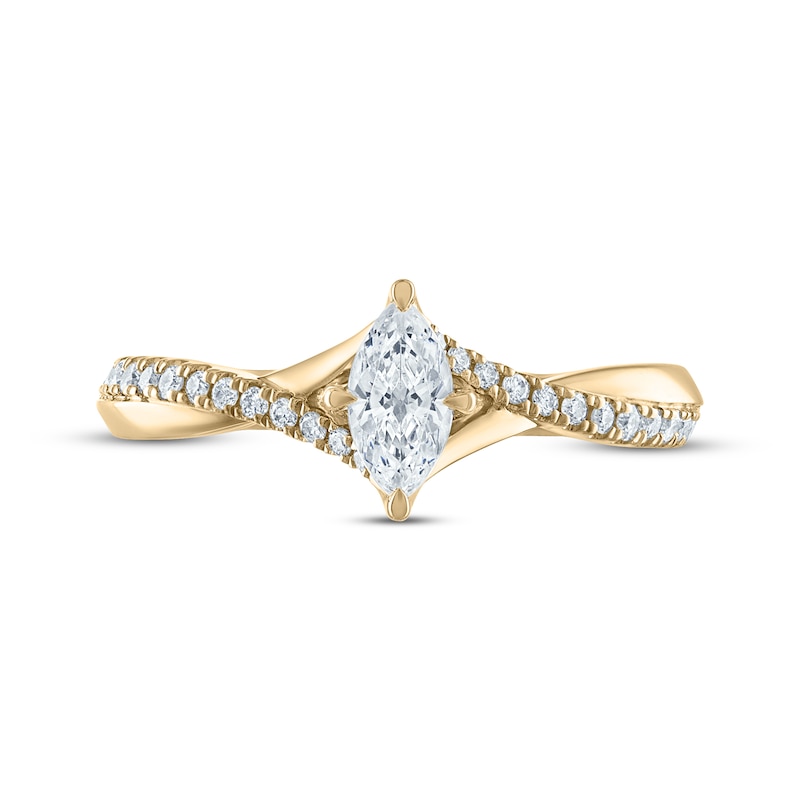 Main Image 3 of Now + Forever Marquise-Cut Diamond Twist Engagement Ring 1/2 ct tw 14K Yellow Gold