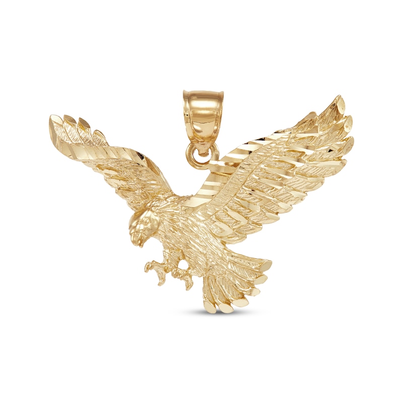 Main Image 1 of Men's Diamond-Cut Eagle Charm 10K Yellow Gold