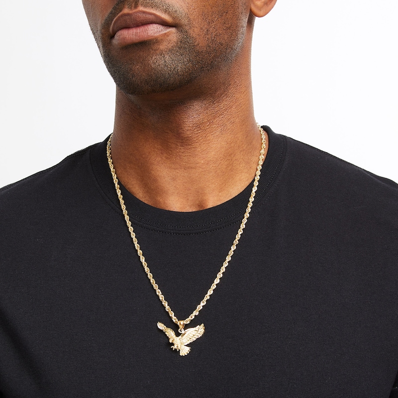 Main Image 3 of Men's Diamond-Cut Eagle Charm 10K Yellow Gold