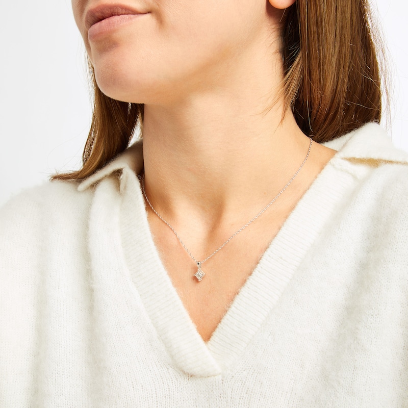 Main Image 2 of Radiant Reflections Princess-Cut Diamond Solitaire Necklace 1/3 ct tw Sterling Silver 18&quot; (J/I3)