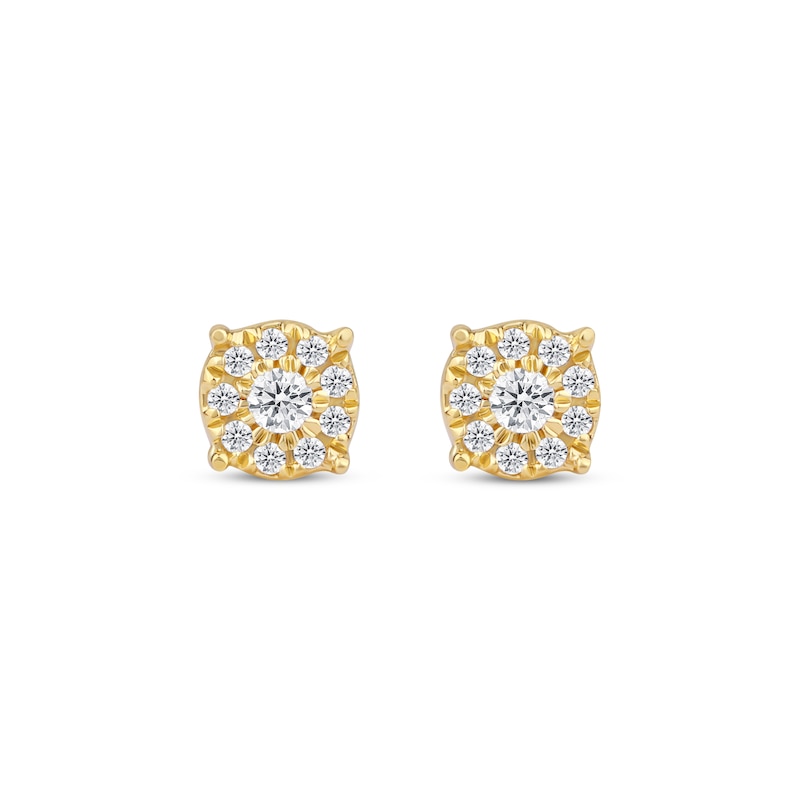 Main Image 2 of Diamond Halo Stud Earrings 1/10 ct tw 10K Yellow Gold