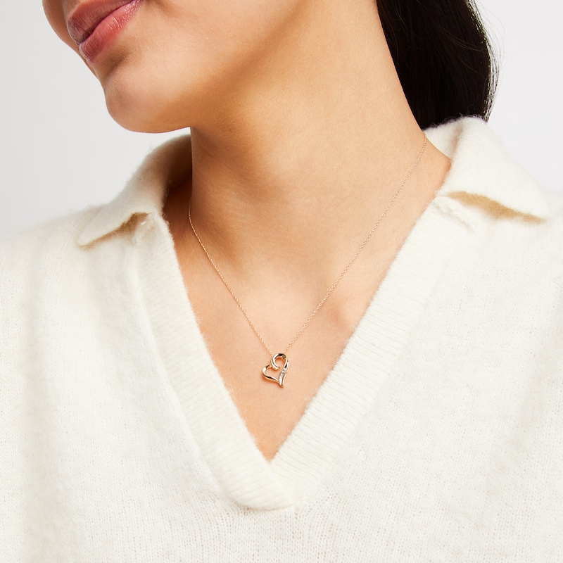 Main Image 3 of Diamond Accent Tilted Heart Necklace 10K Yellow Gold 18&quot;